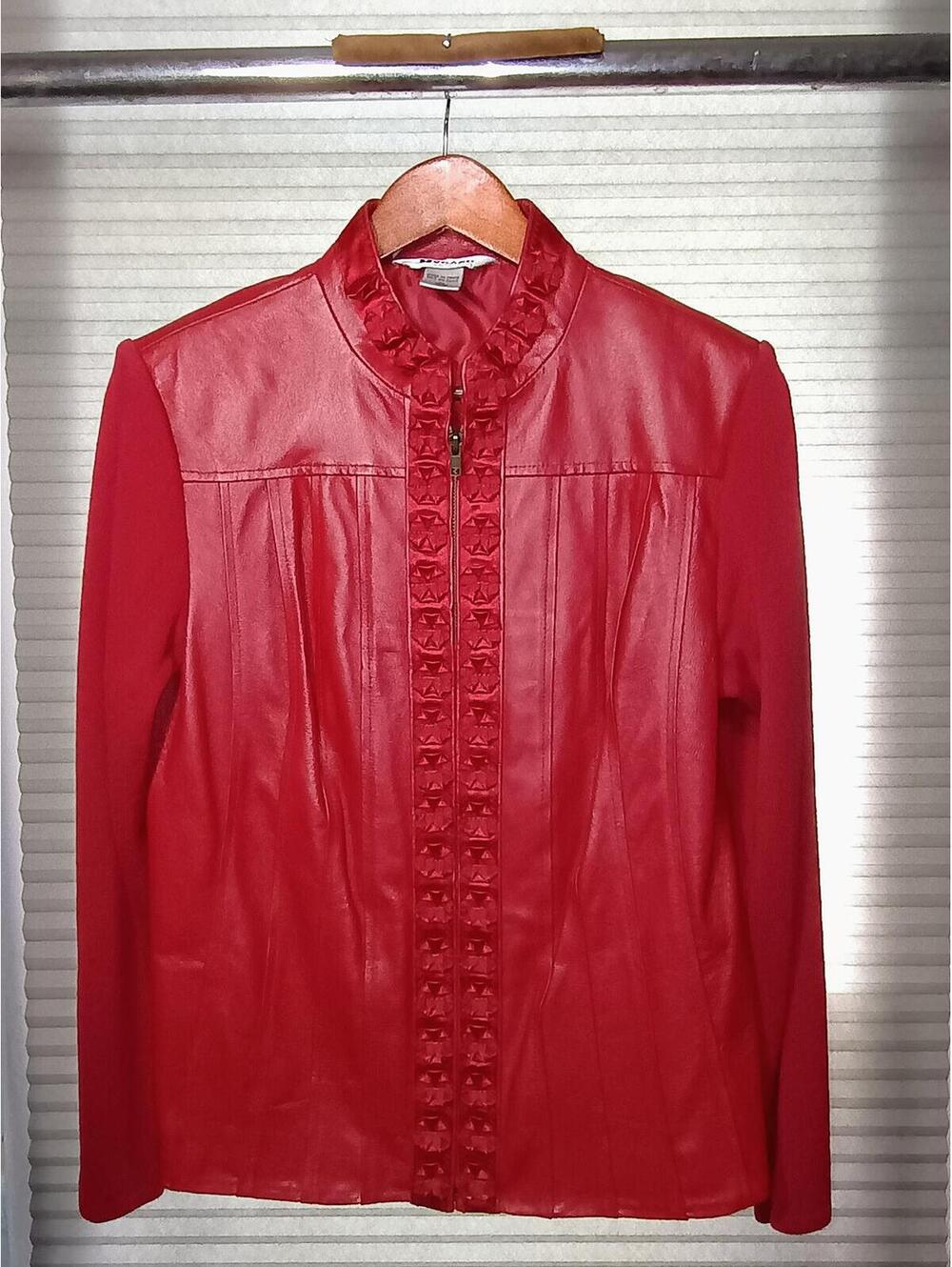 Nygard Collection Red Zip-Front Jacket with Textured Trim